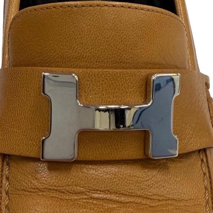 Excellent HERMES pumps dauphin 70 light brown leather Women 35.5 212091Z