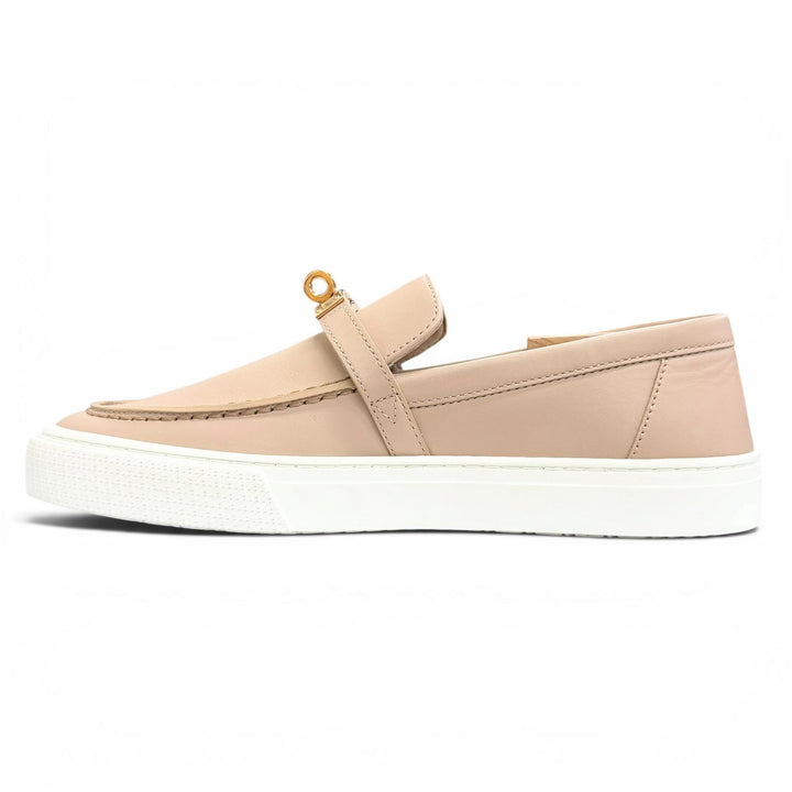 Pristine HERMES Leather shoes GAME kelly buckle pink beige leather 37 231017Z