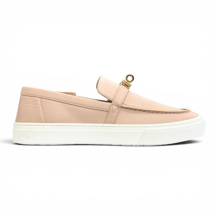 Pristine HERMES Leather shoes GAME kelly buckle pink beige leather 37 231017Z