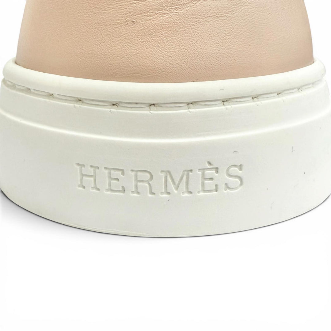 Pristine HERMES Leather shoes GAME kelly buckle pink beige leather 37 231017Z
