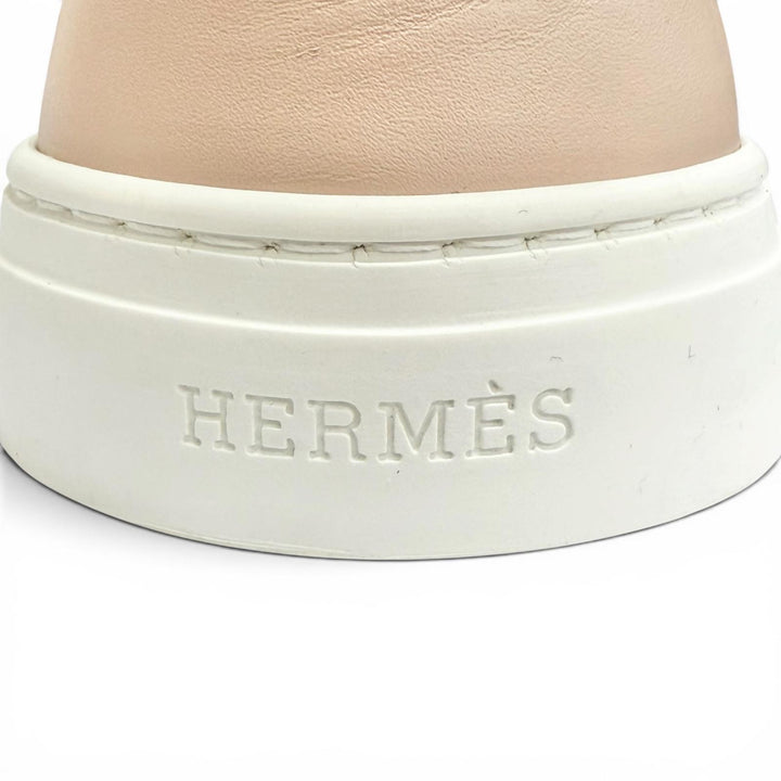 Pristine HERMES Leather shoes GAME kelly buckle pink beige leather 37 231017Z