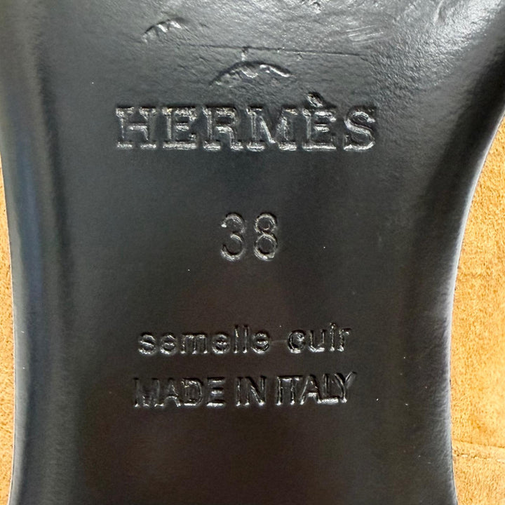 Great HERMES Ankle boots Carriage Logo Metal Side Zip Suede leather 38 192160Z