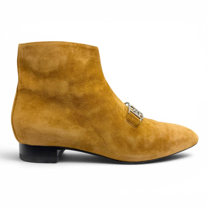 Great HERMES Ankle boots Carriage Logo Metal Side Zip Suede leather 38 192160Z