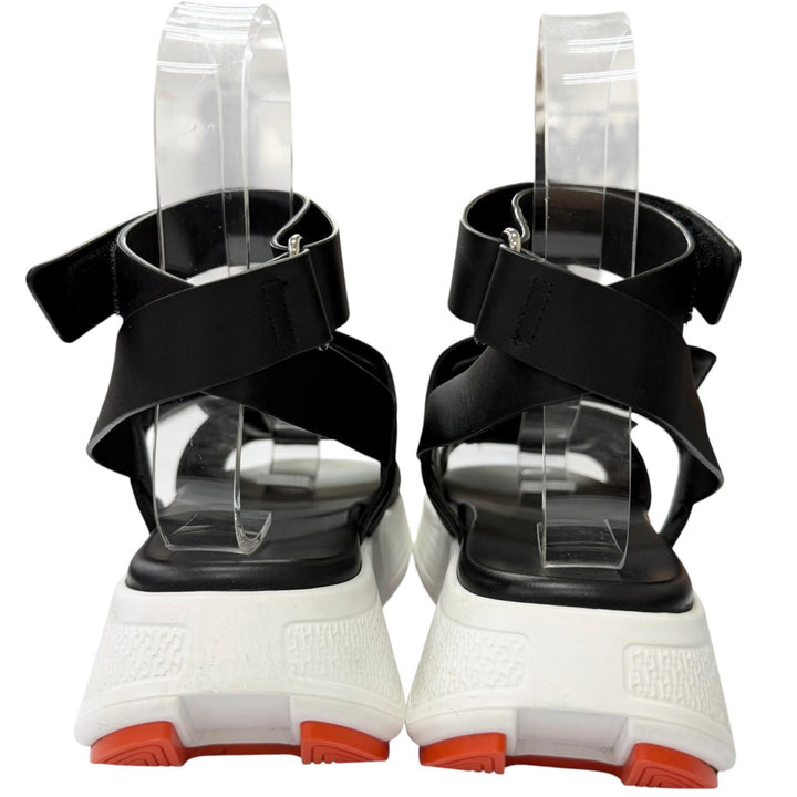 Great HERMES Sandals Geek strap black leather Women 37 RG231219Z