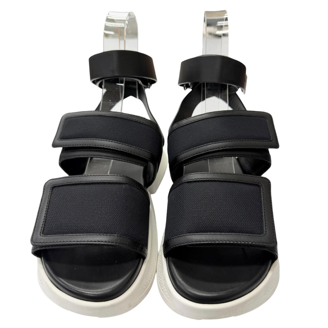 Great HERMES Sandals Geek strap black leather Women 37 RG231219Z