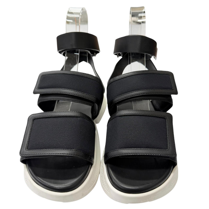 Great HERMES Sandals Geek strap black leather Women 37 RG231219Z