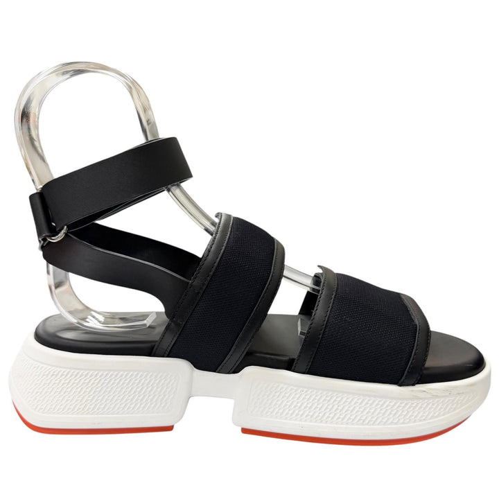 Great HERMES Sandals Geek strap black leather Women 37 RG231219Z