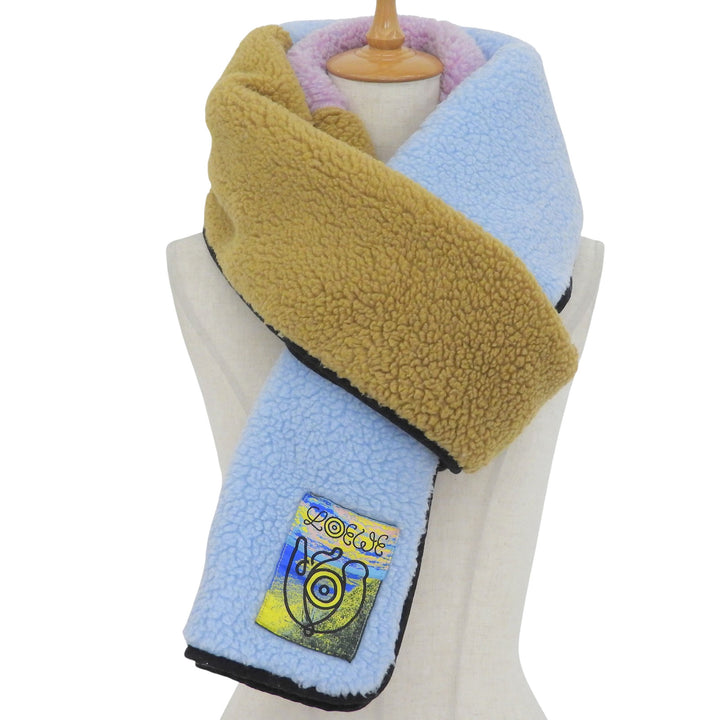 Excellent LOEWE Scarf Logo embroidered patch, color block Light blue
