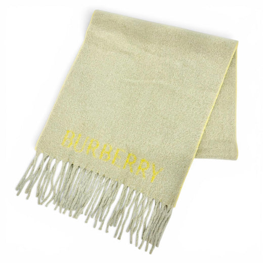 Pristine BURBERRY Scarf Logo fringe large scarf/shawl beige Nylon Women 8076563