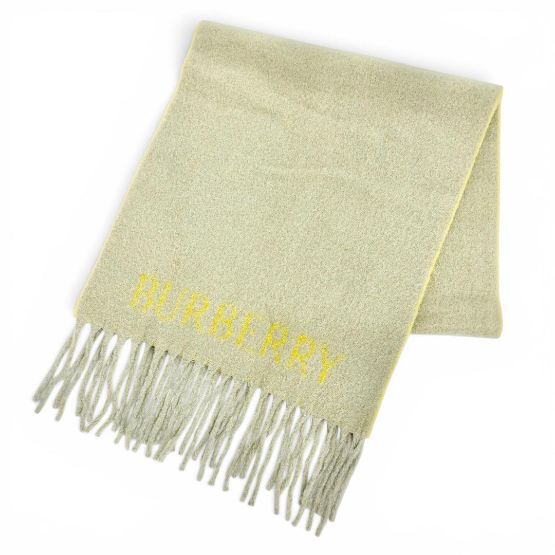 Pristine BURBERRY Scarf Logo fringe large scarf/shawl beige Nylon Women 8076563