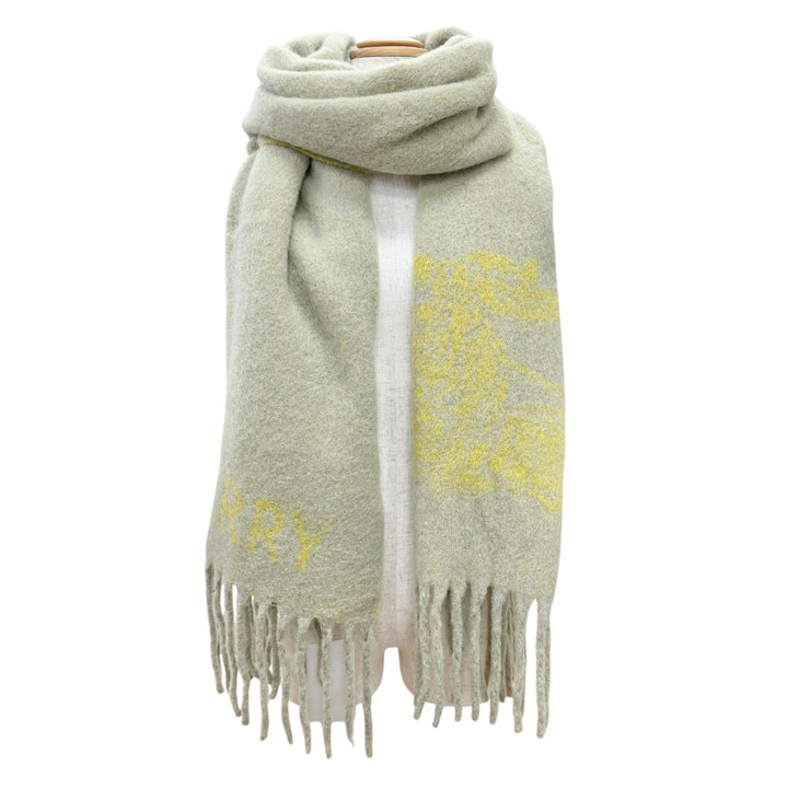 Pristine BURBERRY Scarf Logo fringe large scarf/shawl beige Nylon Women 8076563