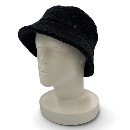 Great CHANEL hat COCO Mark Terry Cloth Bucket Hat black Women M 21C