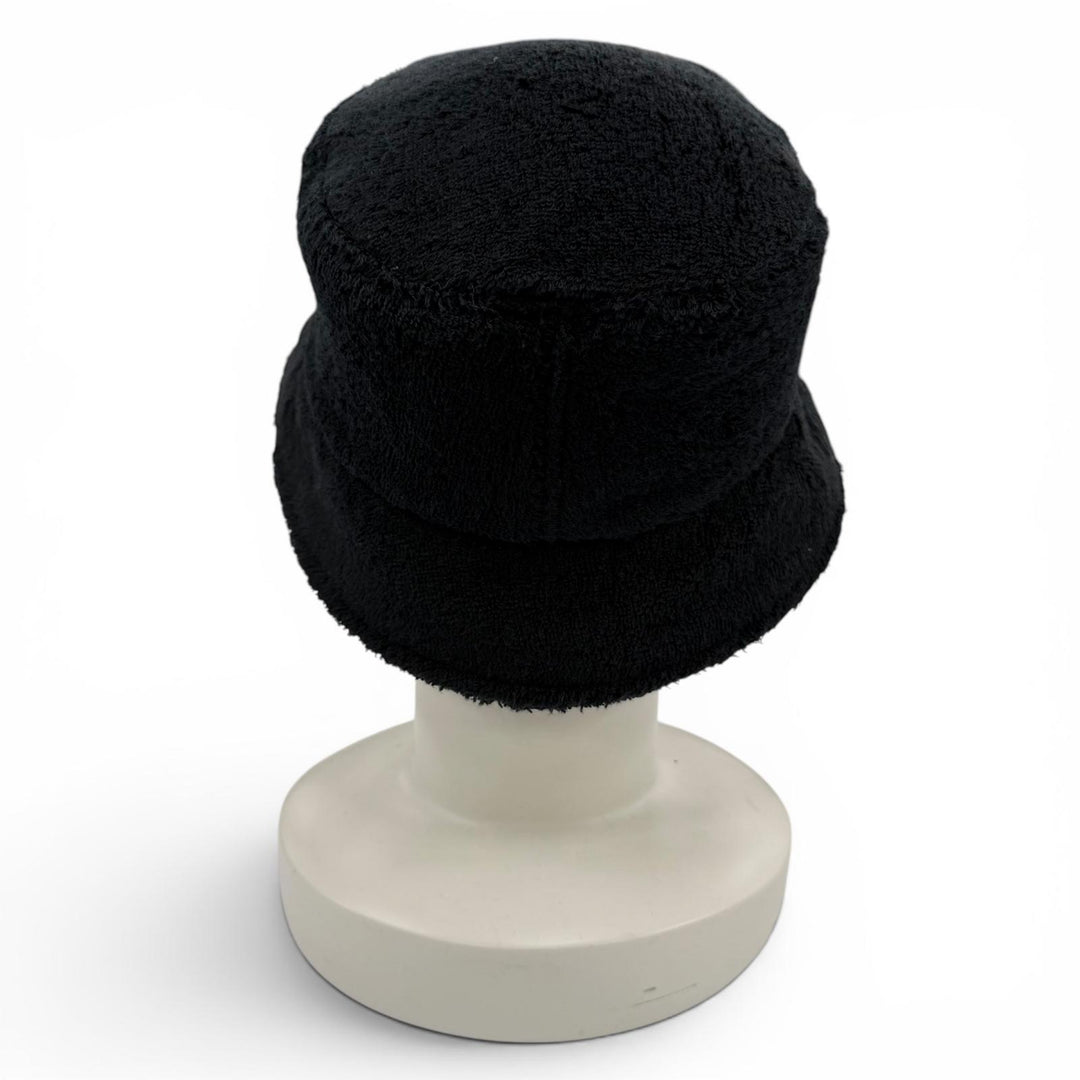 Great CHANEL hat COCO Mark Terry Cloth Bucket Hat black Women M 21C