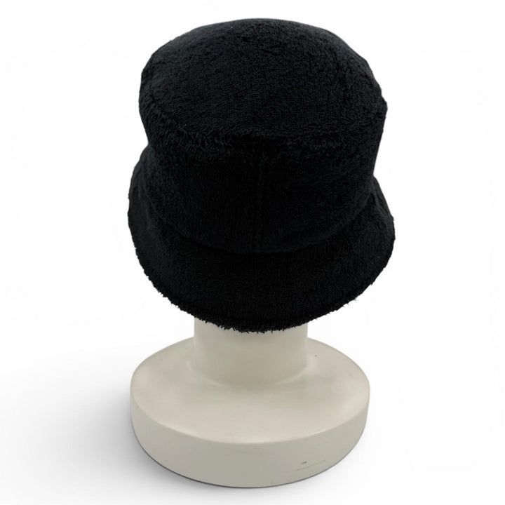 Great CHANEL hat COCO Mark Terry Cloth Bucket Hat black Women M 21C