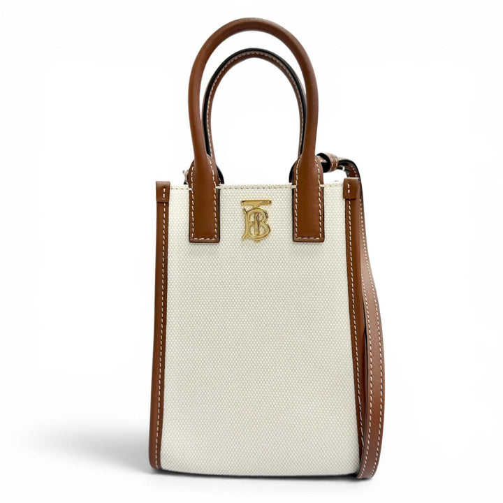 Pristine BURBERRY Shoulder Bag Micro Francis TB Tote Bag Canvas 8052460