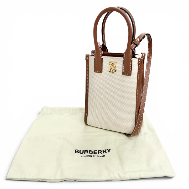 Pristine BURBERRY Shoulder Bag Micro Francis TB Tote Bag Canvas 8052460