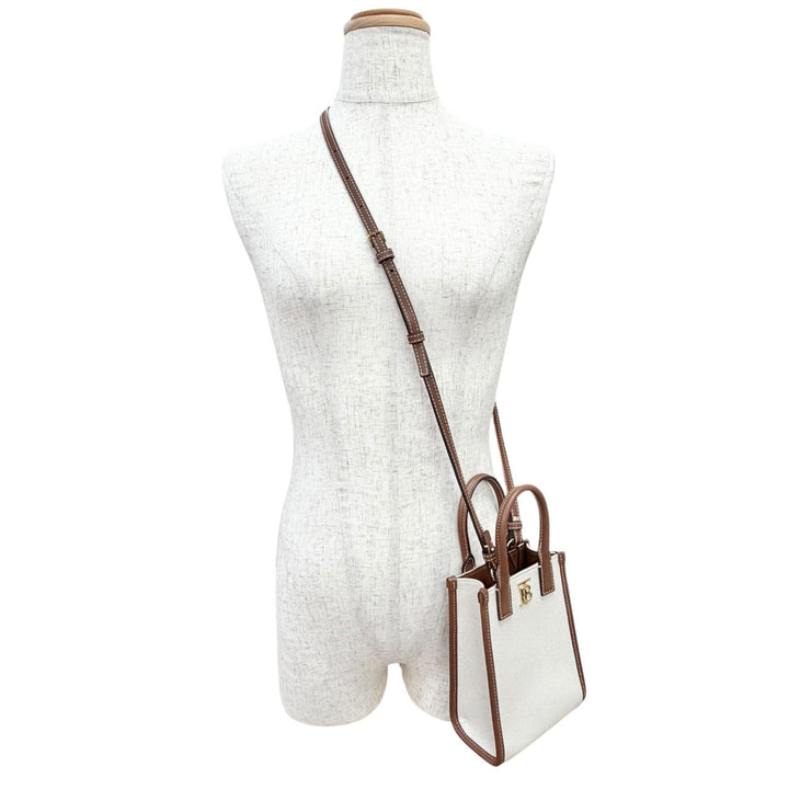 Pristine BURBERRY Shoulder Bag Micro Francis TB Tote Bag Canvas 8052460