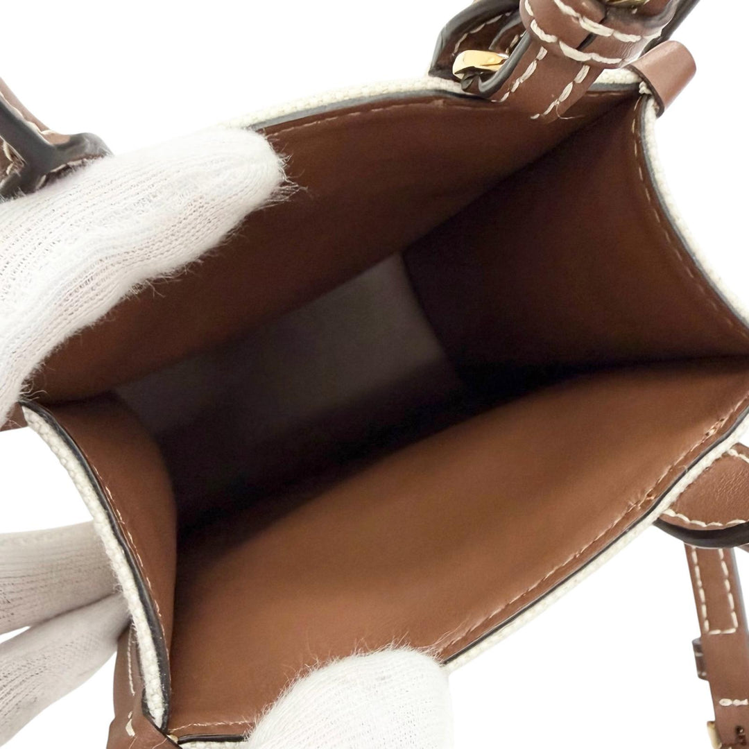 Pristine BURBERRY Shoulder Bag Micro Francis TB Tote Bag Canvas 8052460