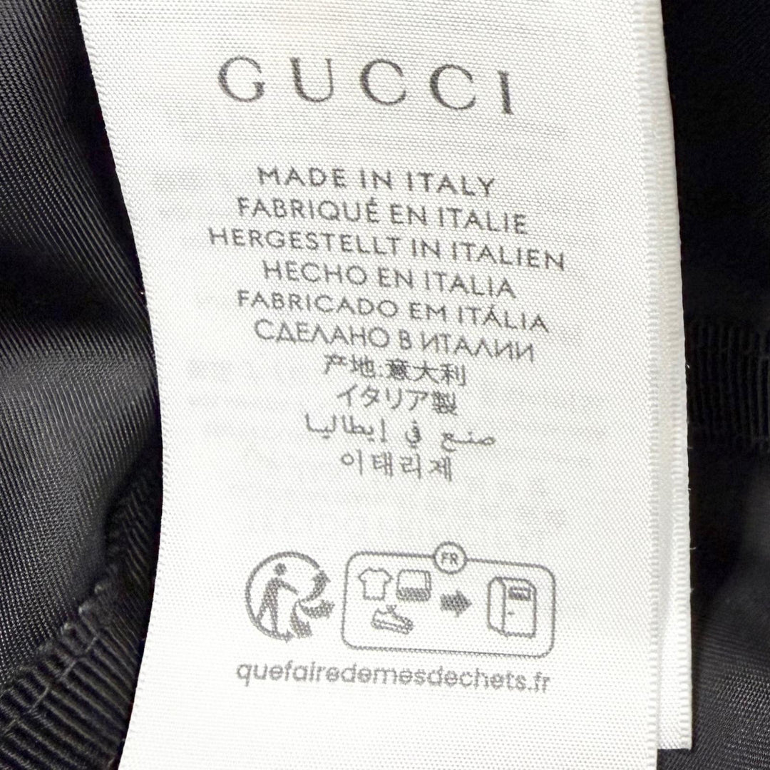 Excellent GUCCI hat Web stripe embossed logo bucket black Nylon