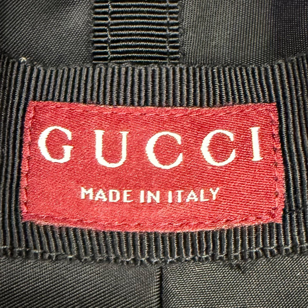 Excellent GUCCI hat Web stripe embossed logo bucket black Nylon
