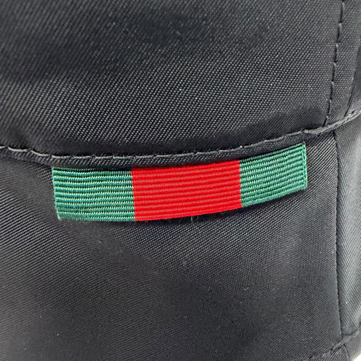 Excellent GUCCI hat Web stripe embossed logo bucket black Nylon