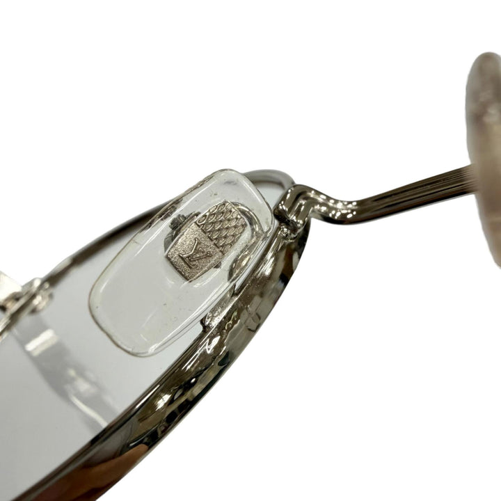 Excellent LOUIS VUITTON Glasses LV Signature Round Silver mens Z2637U