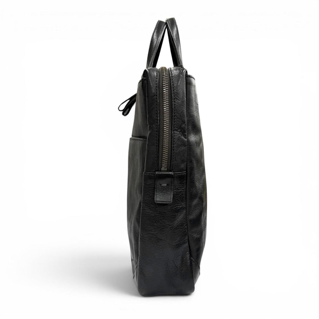 Great dan genten Briefcase Logo-engraved business bag black leather mens