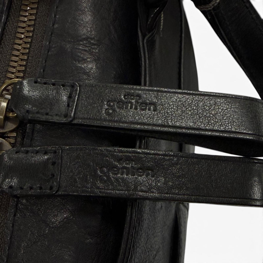 Great dan genten Briefcase Logo-engraved business bag black leather mens