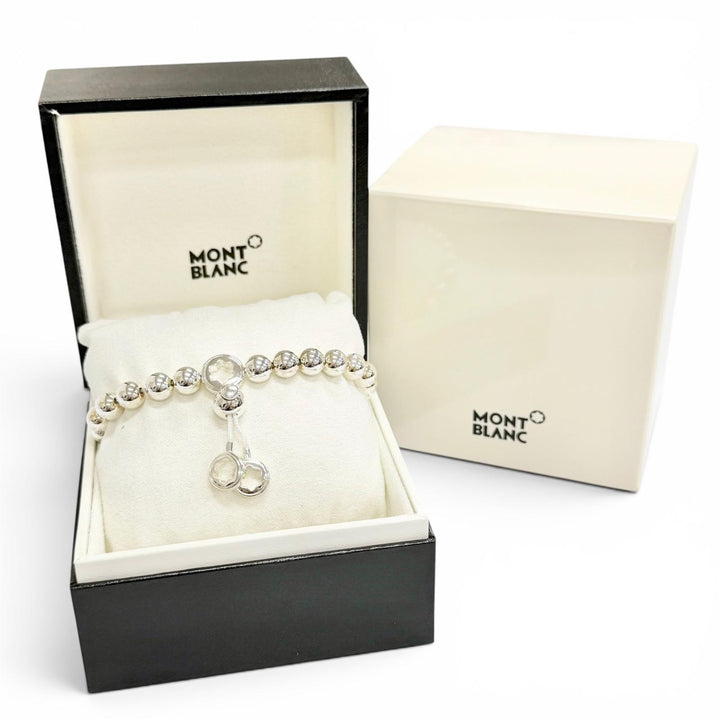 Pristine MONTBLANC bracelet Star collection Milky Quartz White Star Bead AG925