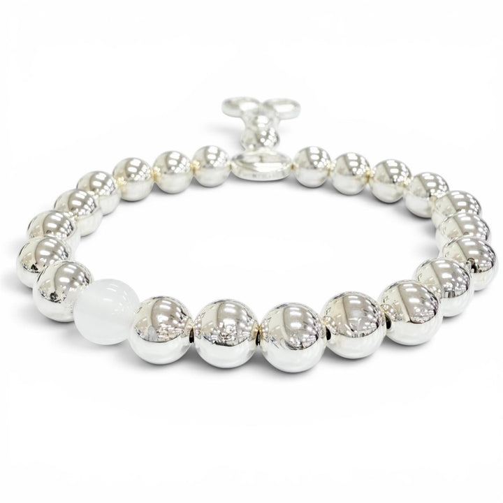 Pristine MONTBLANC bracelet Star collection Milky Quartz White Star Bead AG925