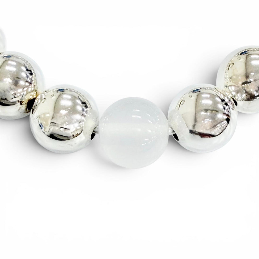 Pristine MONTBLANC bracelet Star collection Milky Quartz White Star Bead AG925
