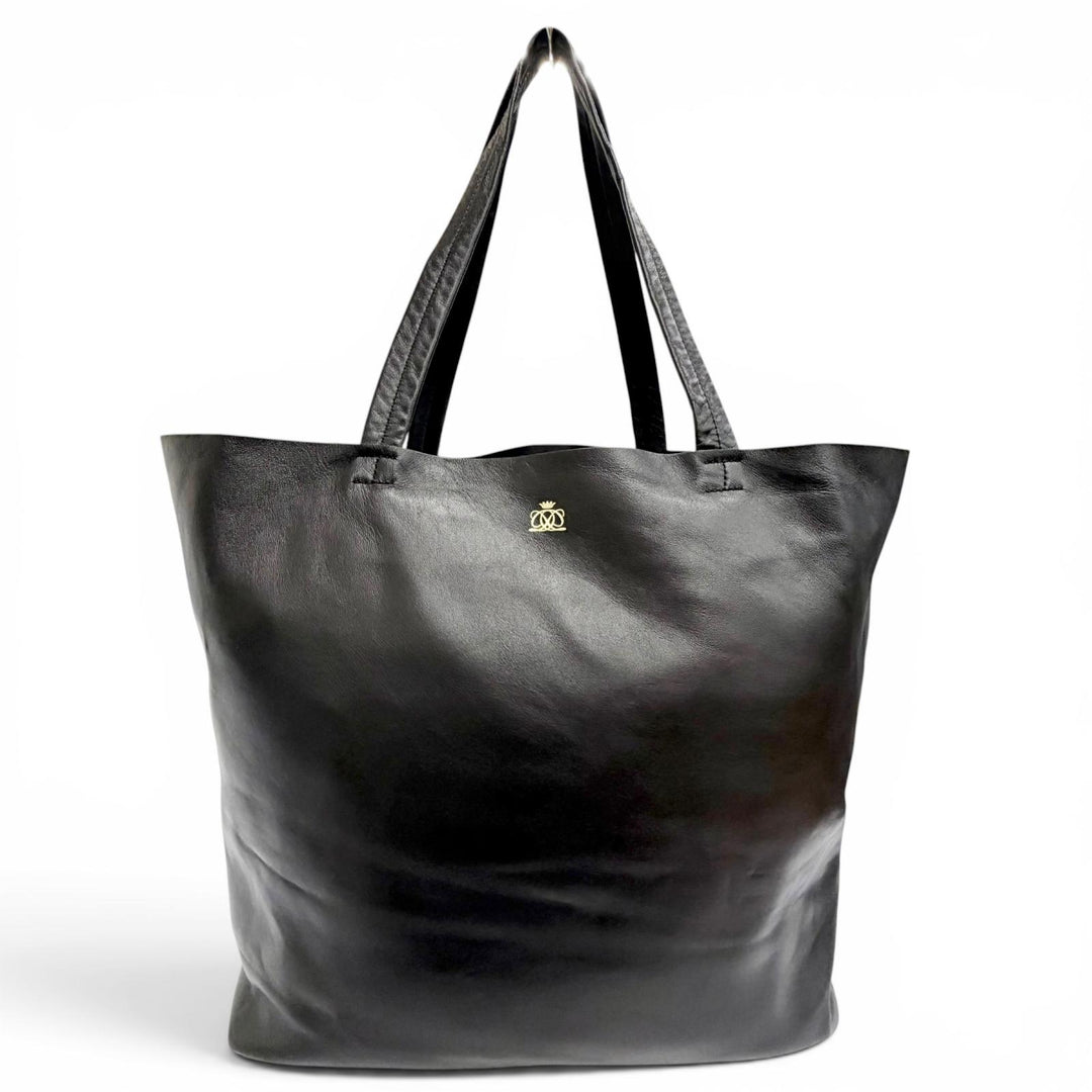 Excellent DRAWER Tote Bag logo black Lamb leather Women