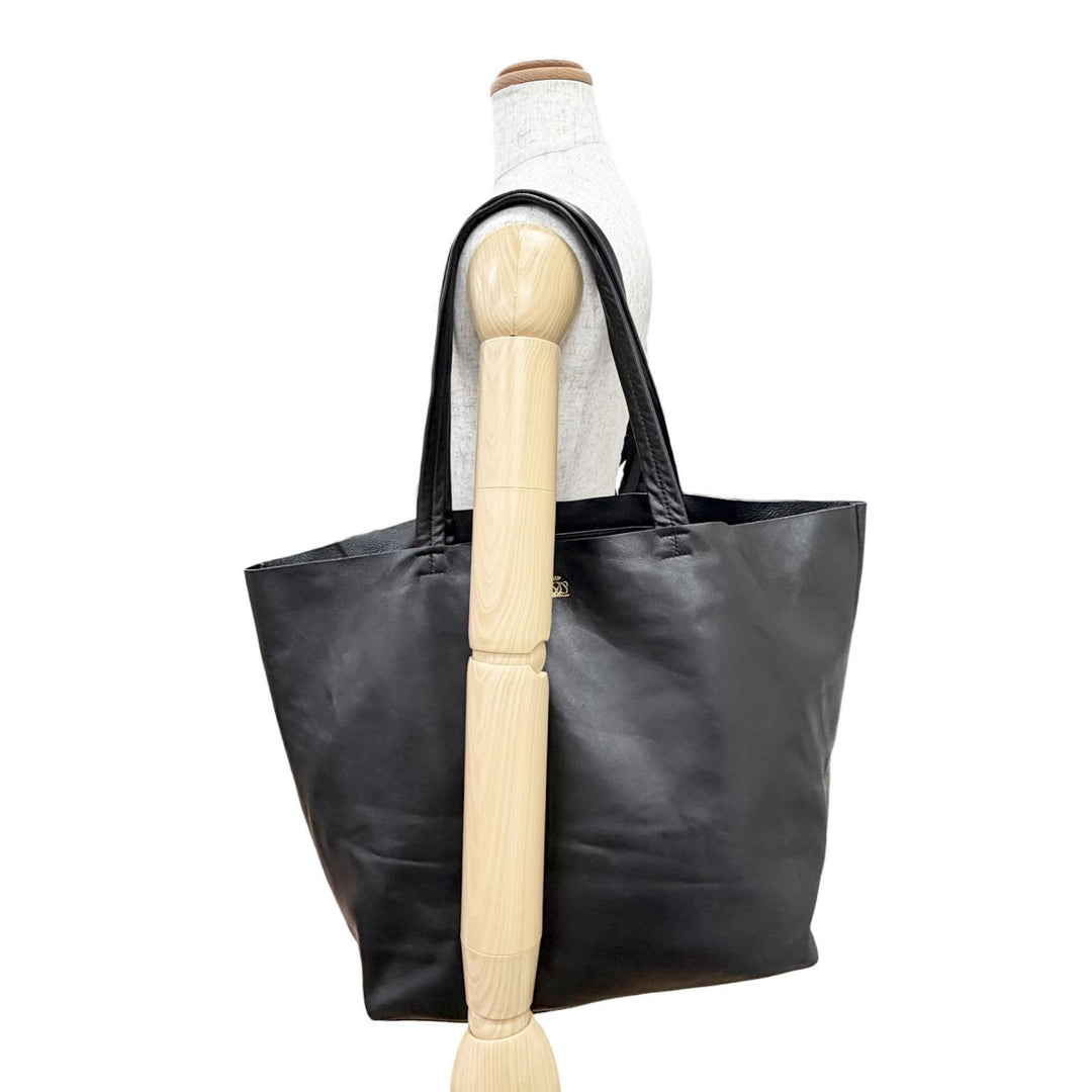 Excellent DRAWER Tote Bag logo black Lamb leather Women