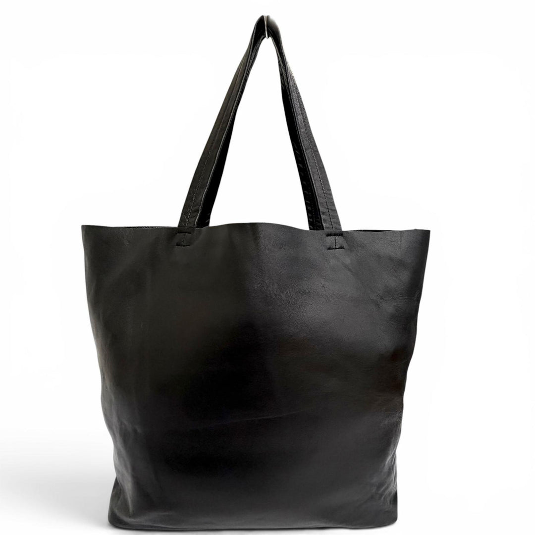Excellent DRAWER Tote Bag logo black Lamb leather Women