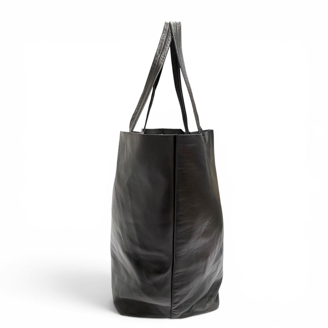 Excellent DRAWER Tote Bag logo black Lamb leather Women