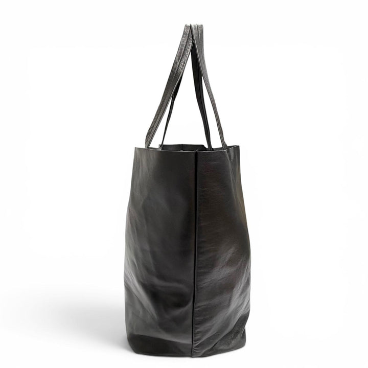 Excellent DRAWER Tote Bag logo black Lamb leather Women
