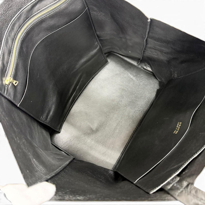 Excellent DRAWER Tote Bag logo black Lamb leather Women
