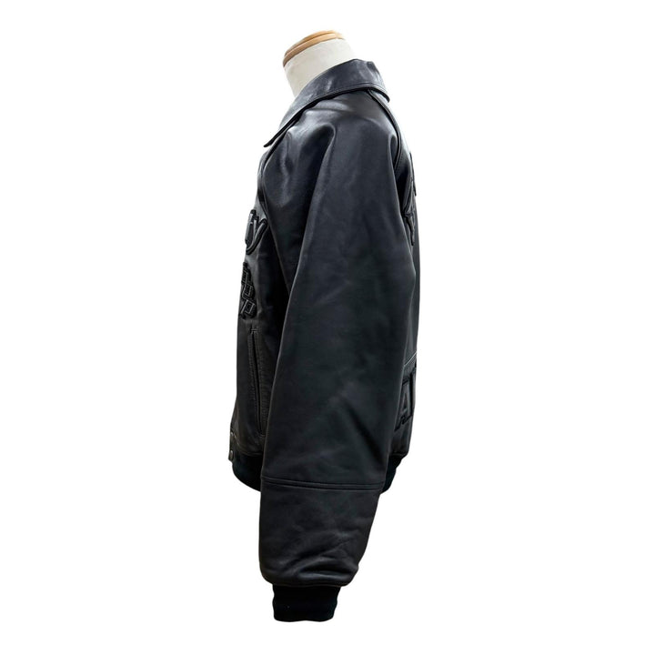Great AVIREX BLACK EYE PATCH Jacket VARSITY JACKET black Sheep leather M 6111060