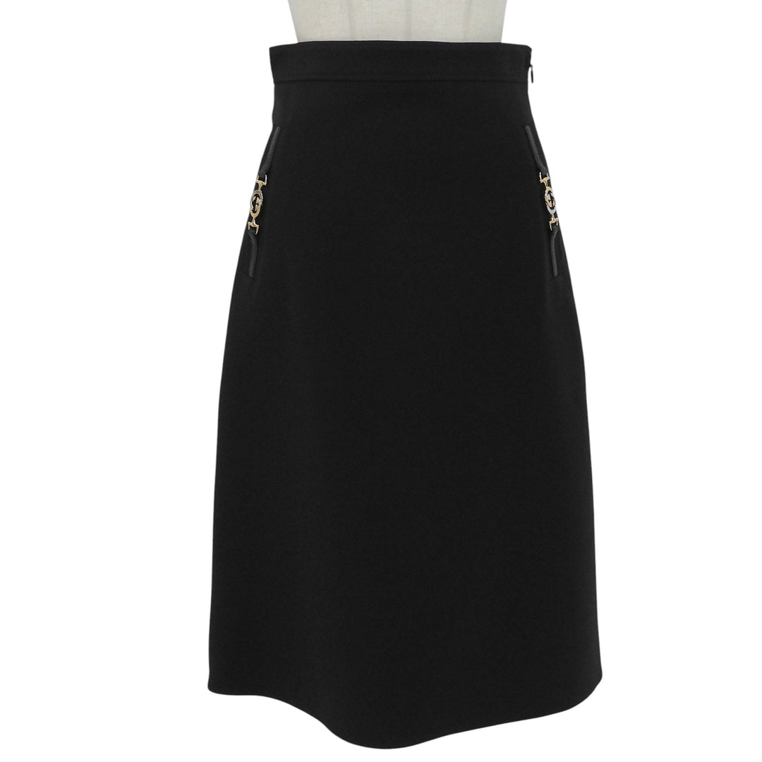 Excellent GUCCI skirt Interlocking G black silk Women 38 603337