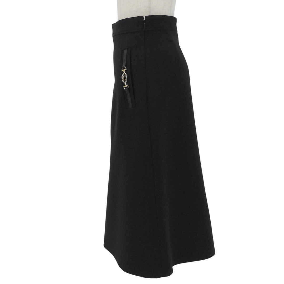 Excellent GUCCI skirt Interlocking G black silk Women 38 603337