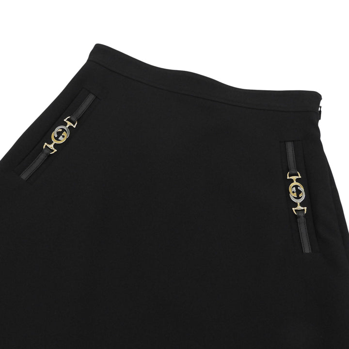 Excellent GUCCI skirt Interlocking G black silk Women 38 603337