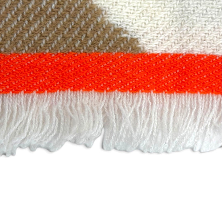 Excellent HERMES Scarf Ikat Electro Fringe stole shawl Brown cashmere Women