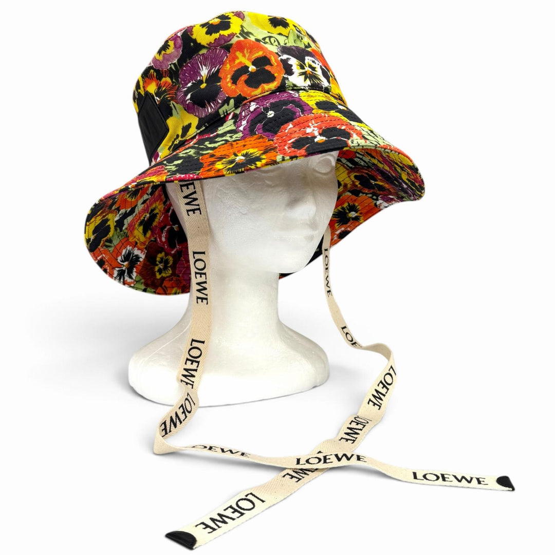 Excellent LOEWE hat Pansy print fisherman bucket hat cotton mens 59 K820HF1X20