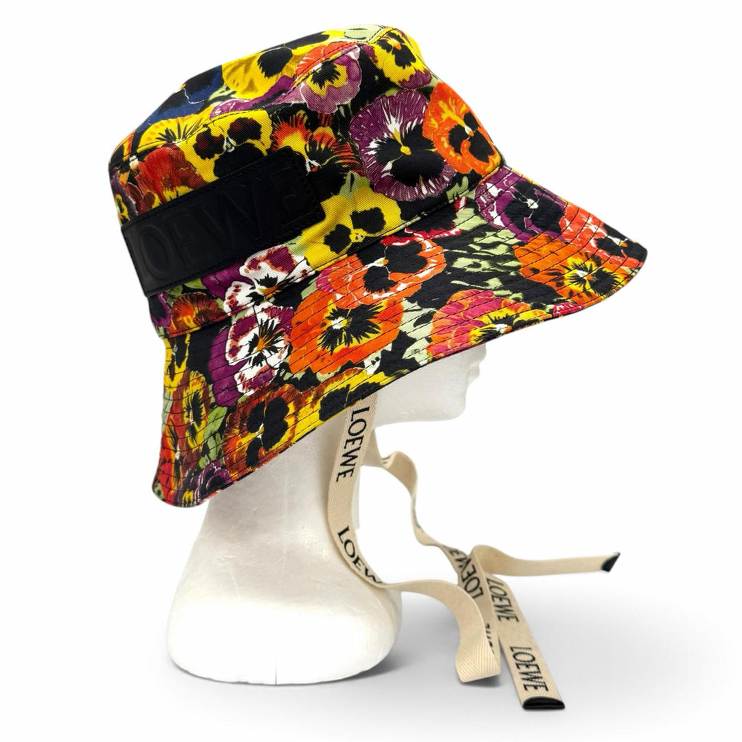 Excellent LOEWE hat Pansy print fisherman bucket hat cotton mens 59 K820HF1X20