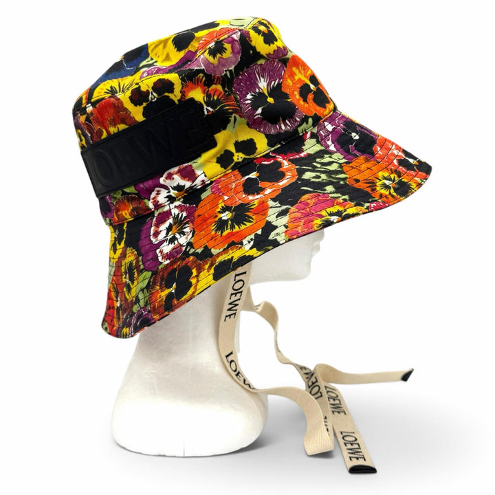Excellent LOEWE hat Pansy print fisherman bucket hat cotton mens 59 K820HF1X20