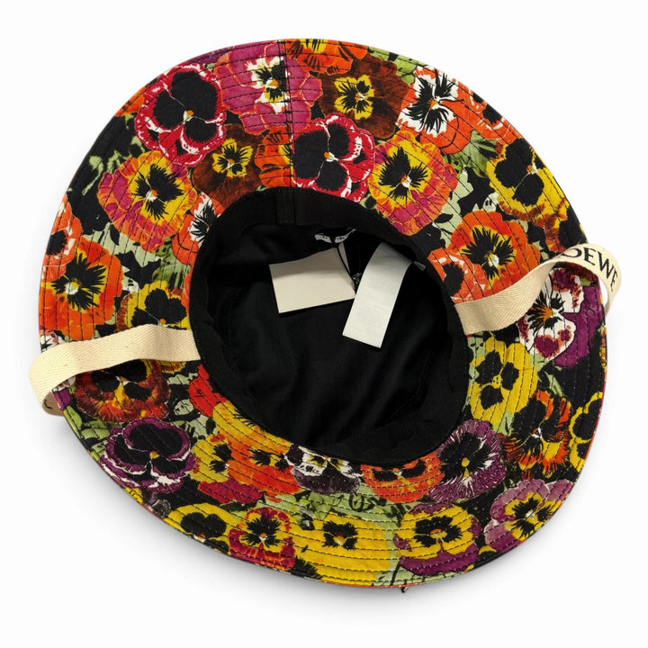 Excellent LOEWE hat Pansy print fisherman bucket hat cotton mens 59 K820HF1X20