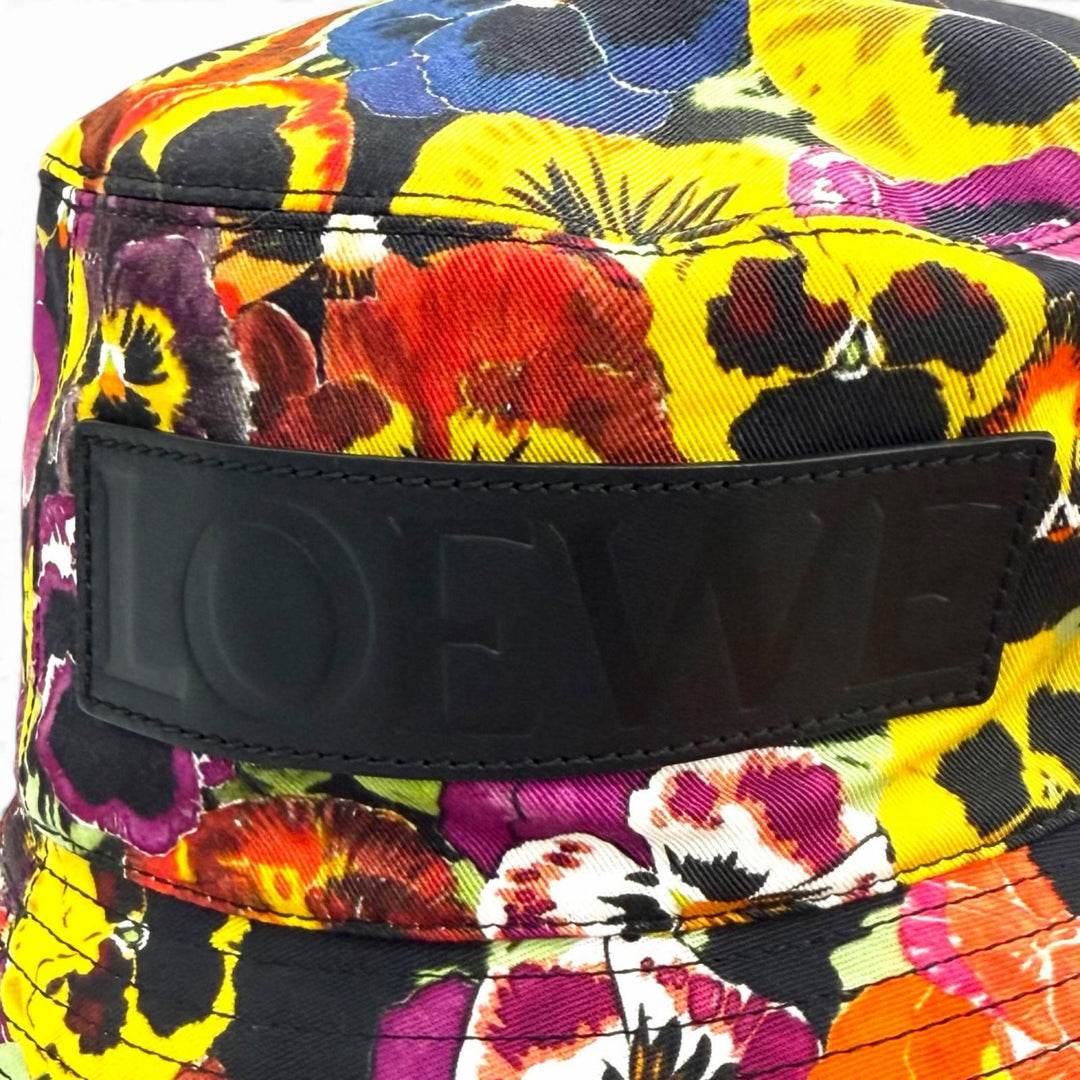 Excellent LOEWE hat Pansy print fisherman bucket hat cotton mens 59 K820HF1X20