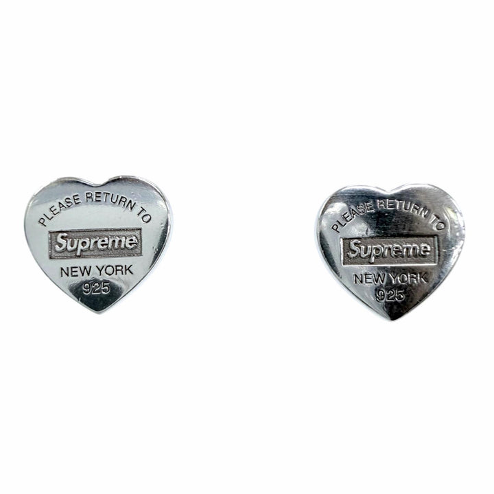 Great Tiffany&Co. Supreme Pierce Heart Tag Earrings Silver AG925 Women