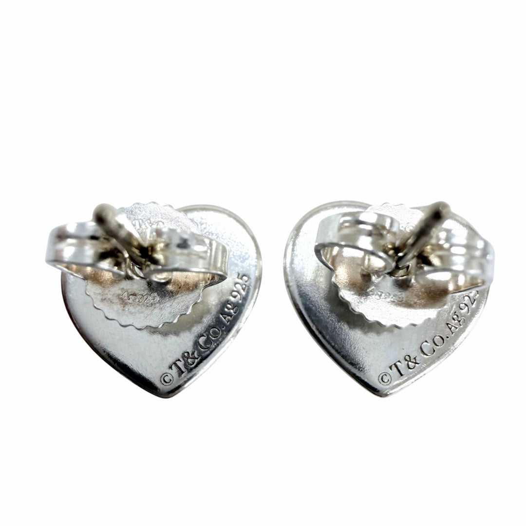 Great Tiffany&Co. Supreme Pierce Heart Tag Earrings Silver AG925 Women