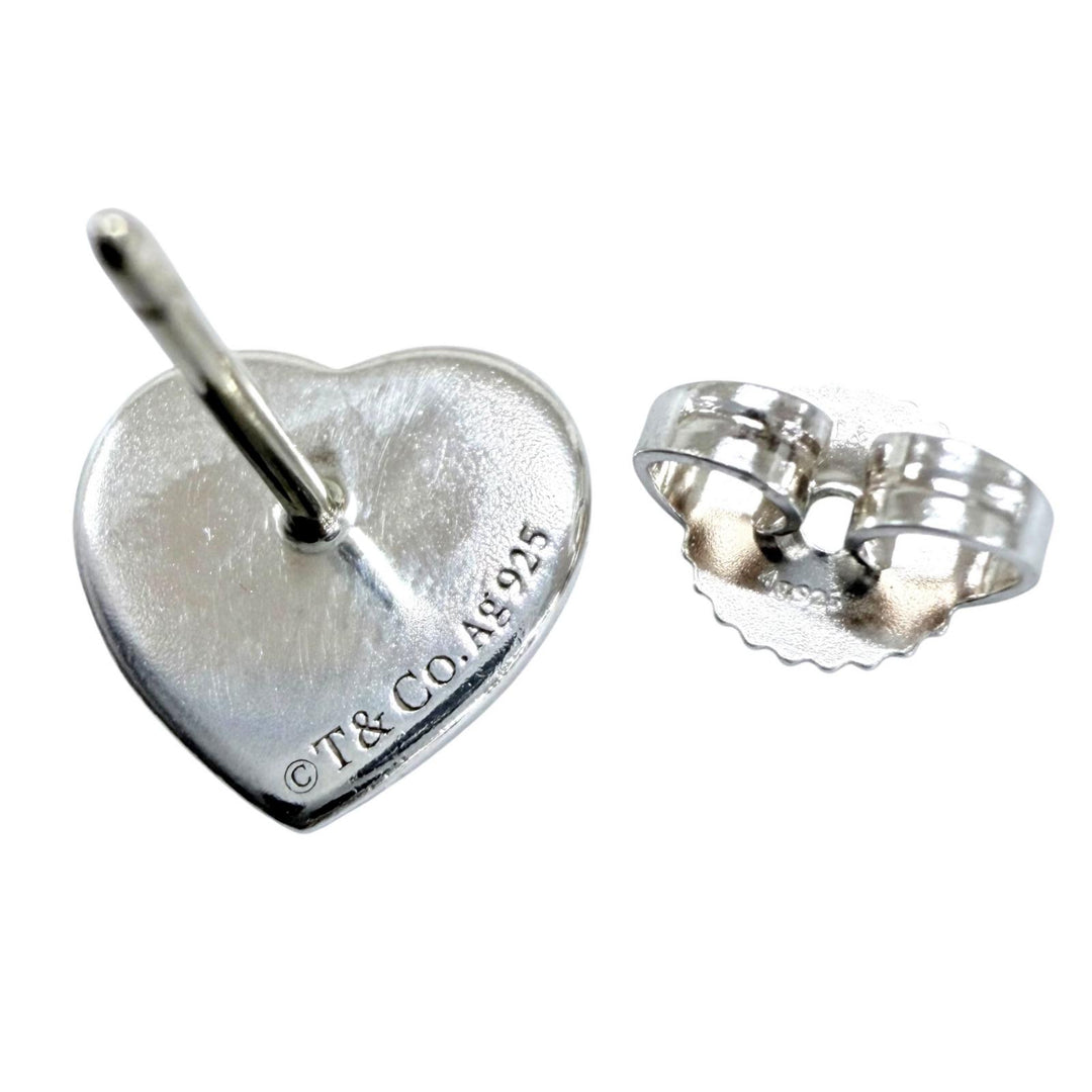 Great Tiffany&Co. Supreme Pierce Heart Tag Earrings Silver AG925 Women